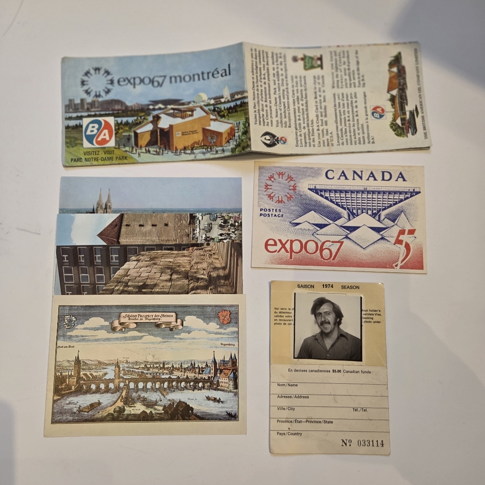 Vintage Montreal's Expo '67 Memorabilia Map Post Cards And Visa